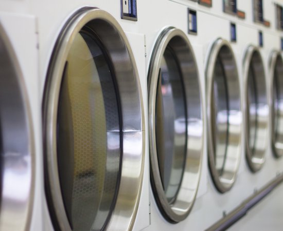 laundromat machine washer line with closed doors